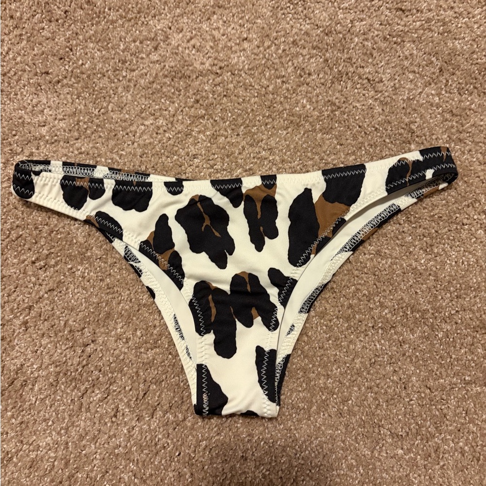 Solid & Striped Bikini Bottoms in Cream, Black & Brown